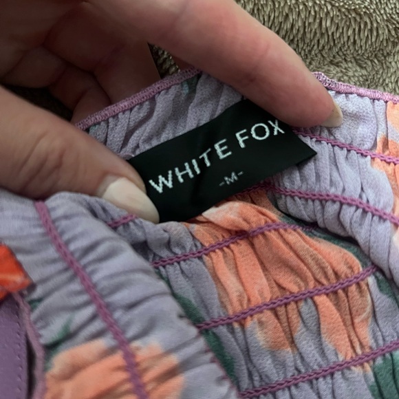 Floral Maxi Skirt with Red and Purple Design. White fox dress - Picture 2 of 3